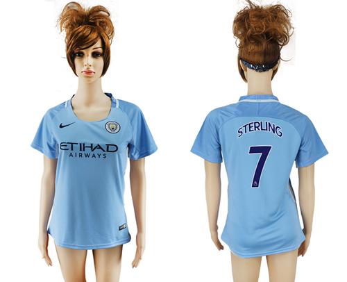 Women's Manchester City #7 Sterling Home Soccer Club Jersey
